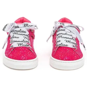 Girls Fuchsia Glitter Trainers