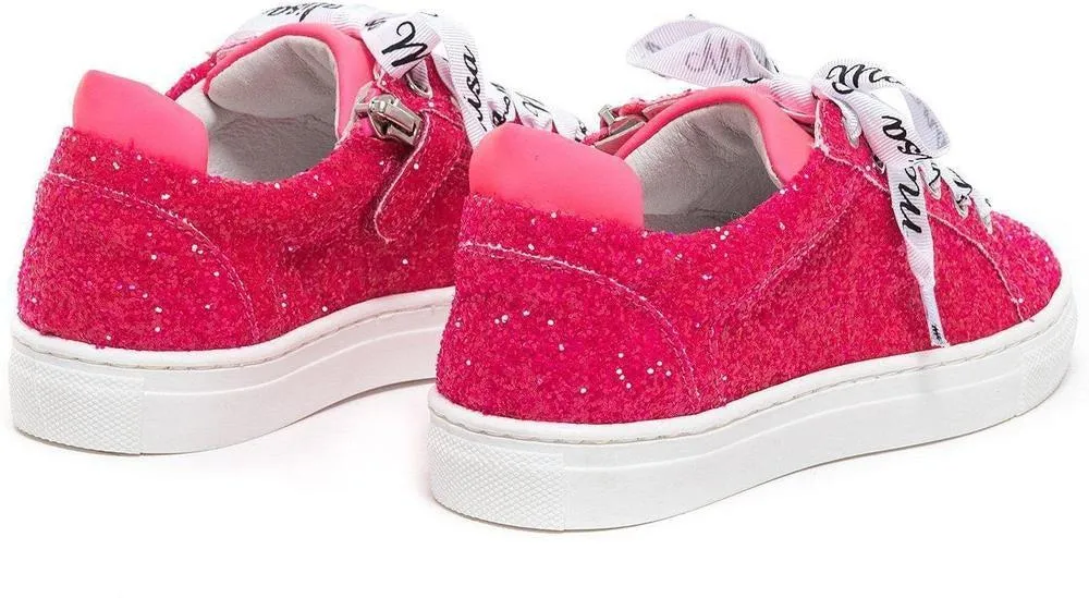 Girls Fuchsia Glitter Trainers