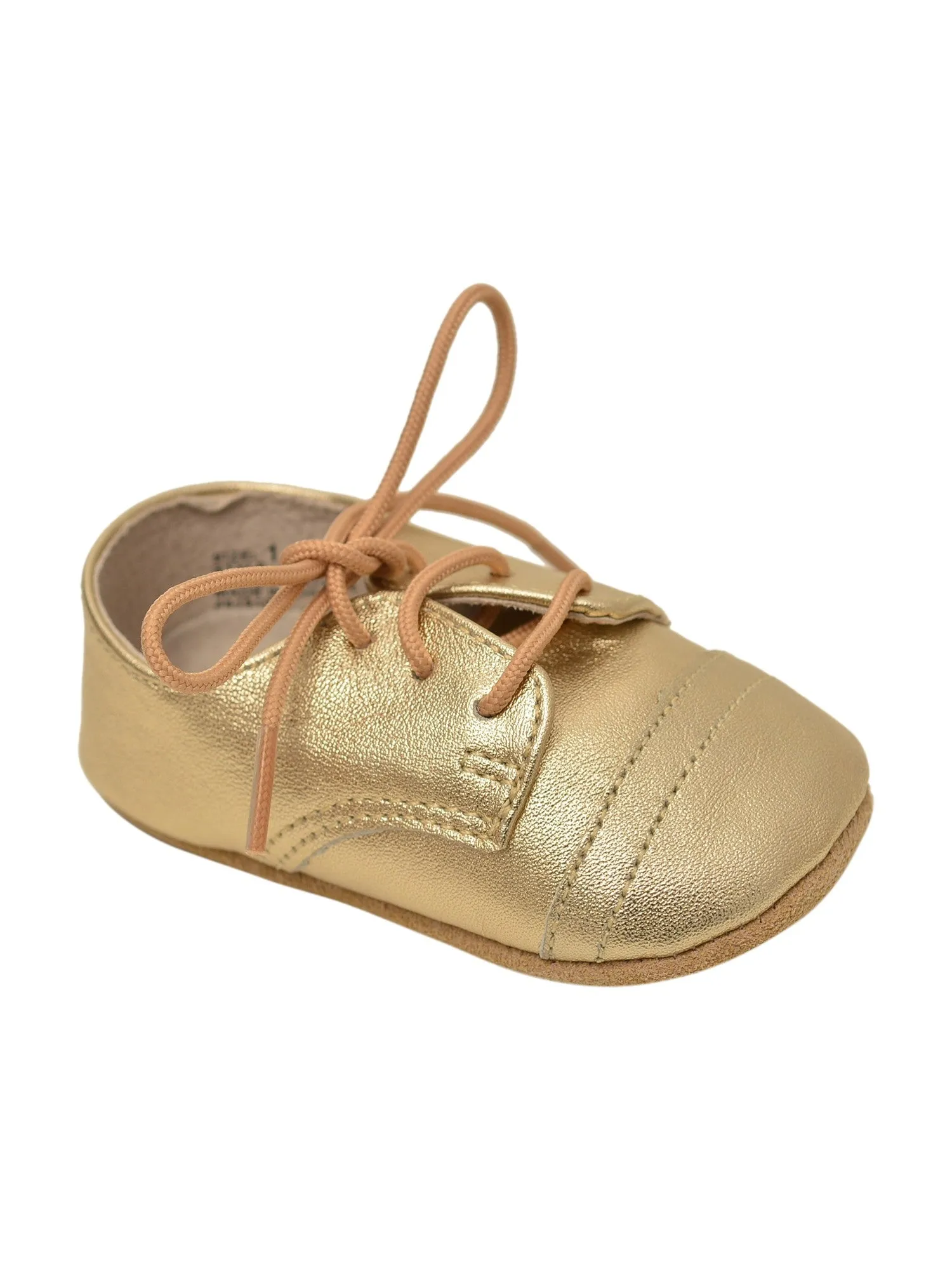 Girls Gold Shimmery Lace-Up Closure Leather Crib Shoes 0 Baby-5 Toddler