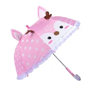 Girl's Pink Deer Motif 17" Umbrella