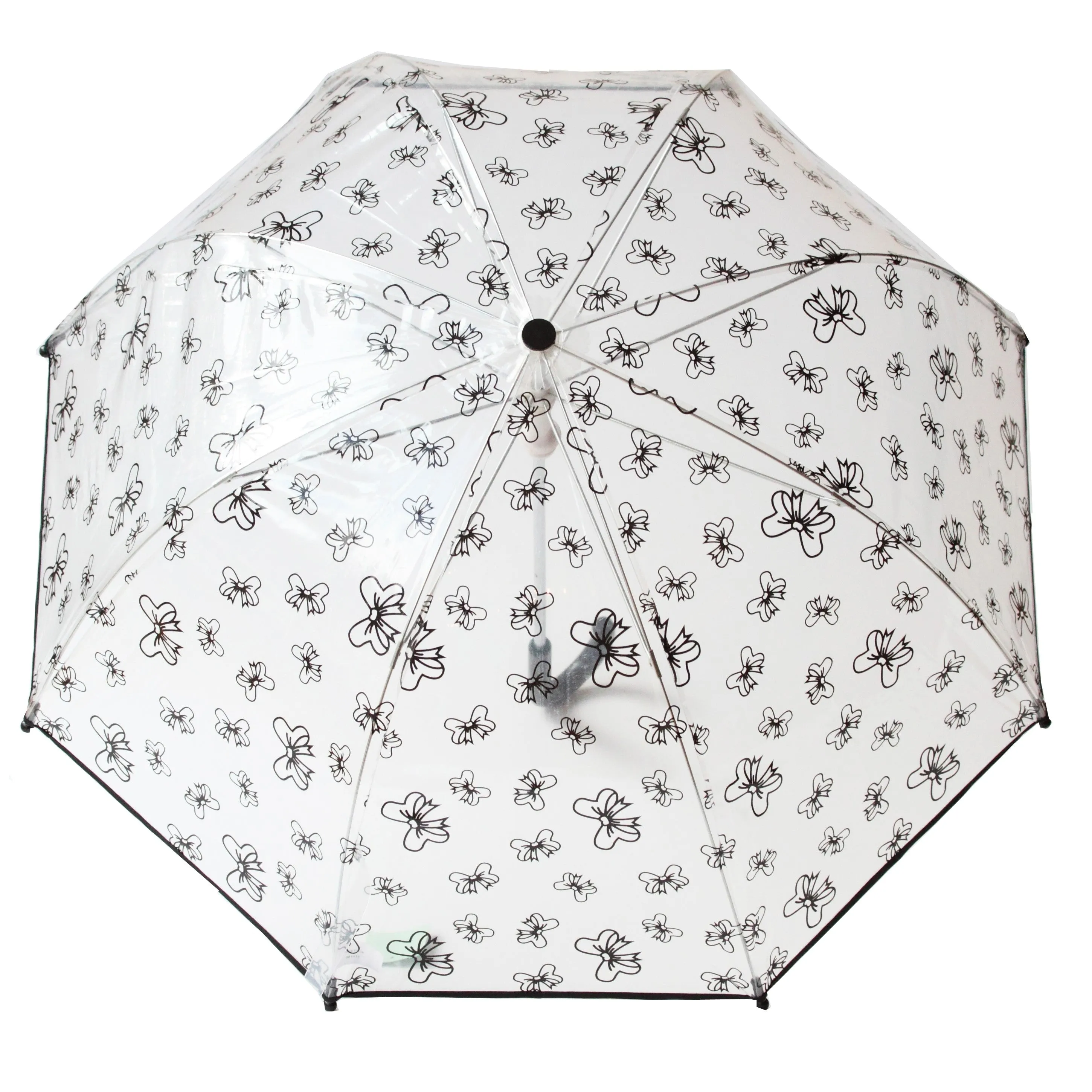 Girls Transparent Black Bow Umbrella