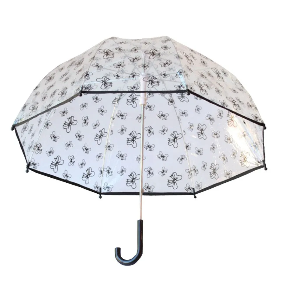 Girls Transparent Black Bow Umbrella