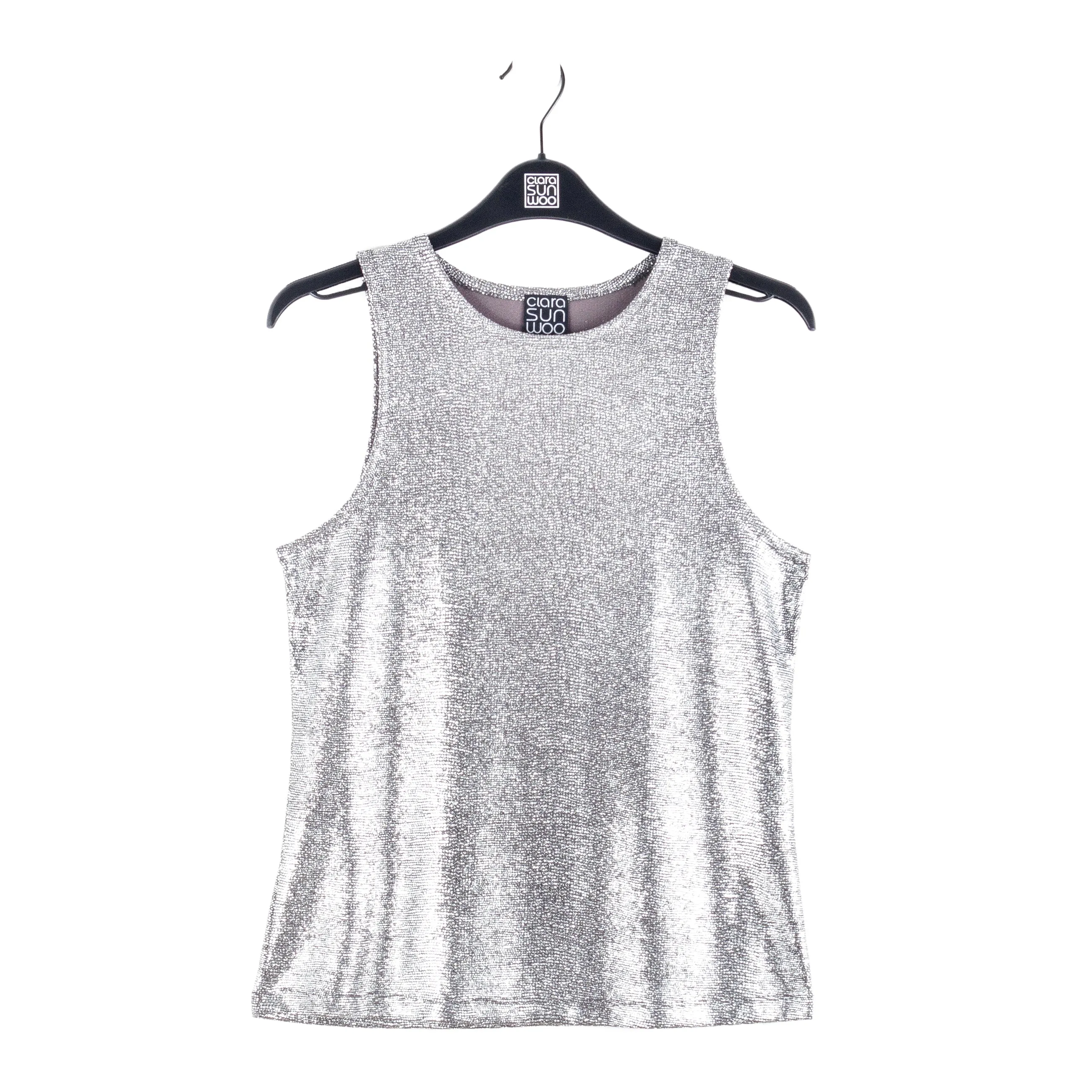 Glitter Foil - Modern Jewel Neck Tank - Gunmetal