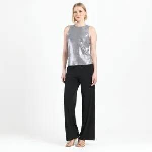 Glitter Foil - Modern Jewel Neck Tank - Gunmetal