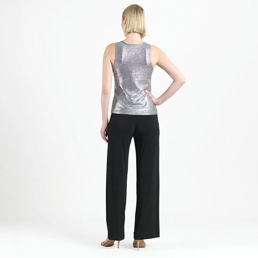 Glitter Foil - Modern Jewel Neck Tank - Gunmetal