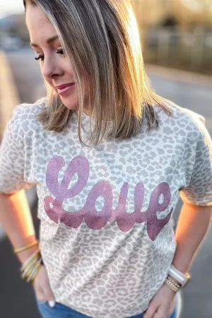 Glitter Love Natural Leopard Tee