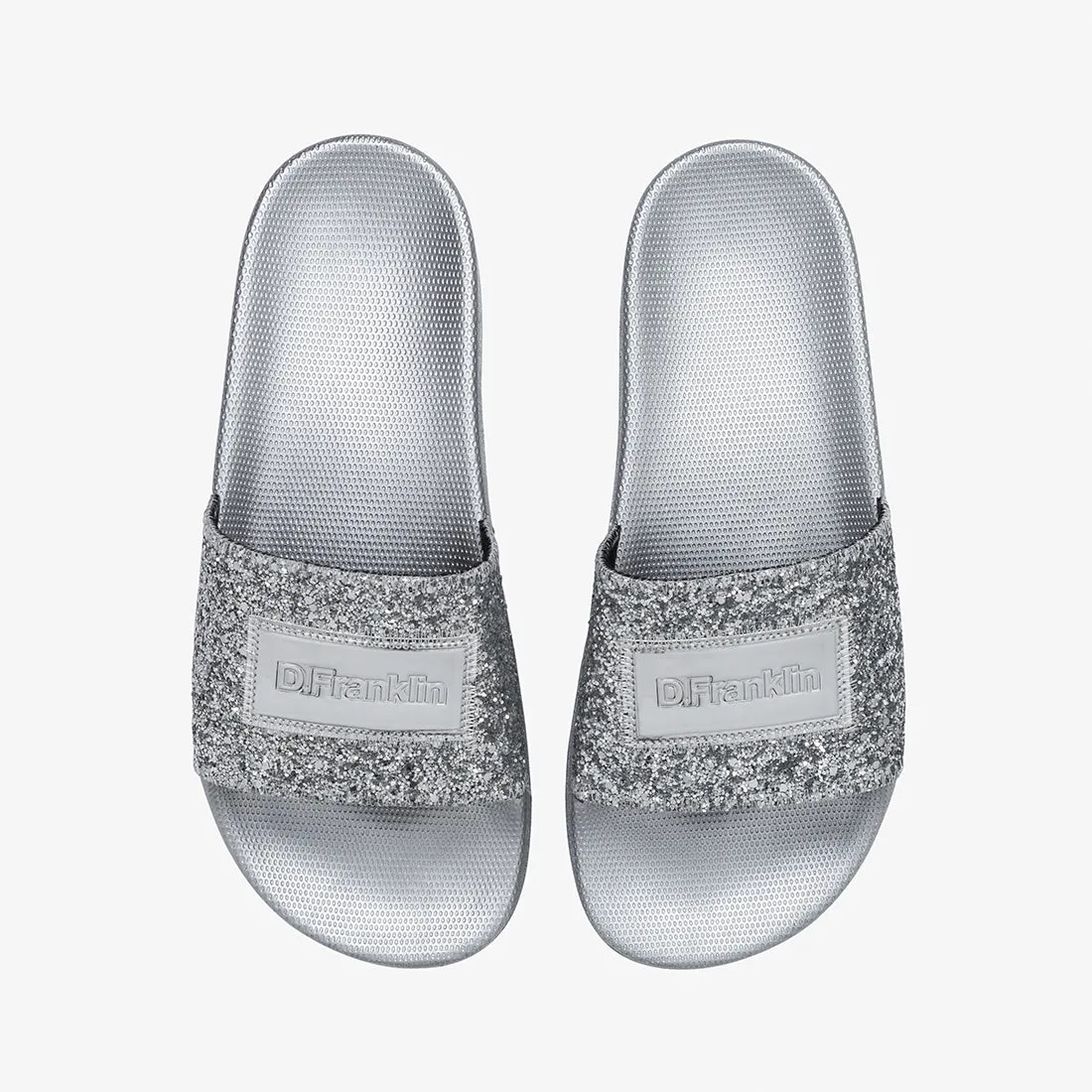 Glitter Platform Slide Silver