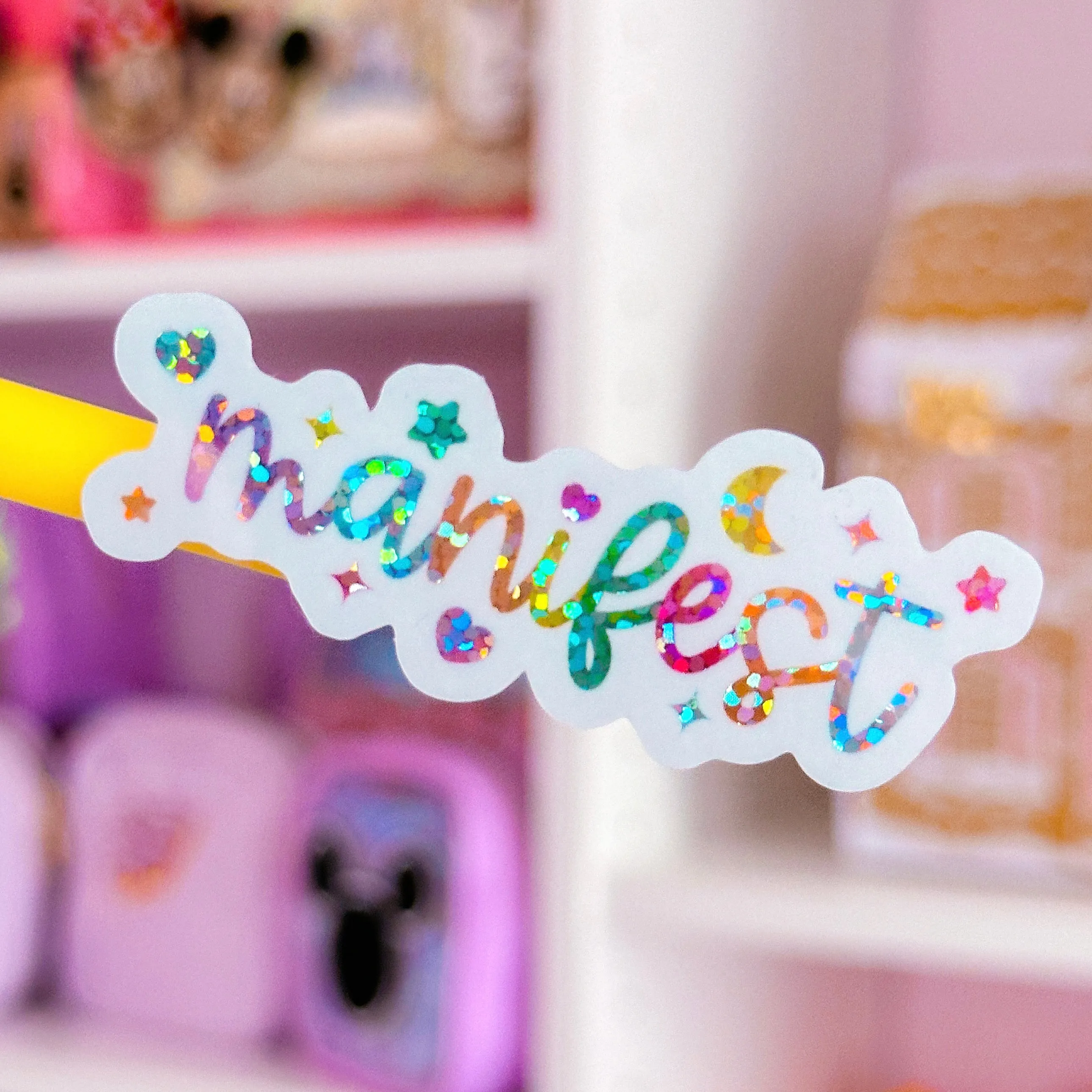 Glitter Waterproof Sticker - Manifest