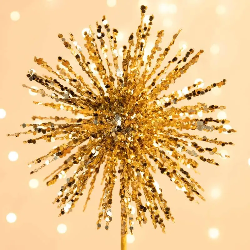 Gold Glitter Burst Christmas Pick Decoration - 46cm