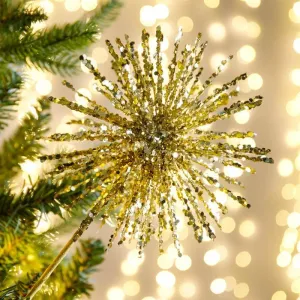 Gold Glitter Burst Christmas Pick Decoration - 46cm