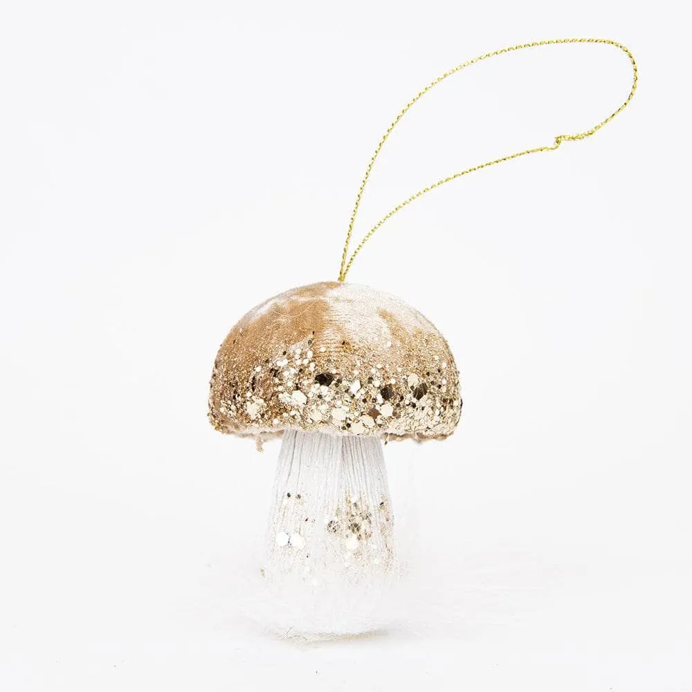 Gold Mushroom Christmas Tree Decoration - 8cm