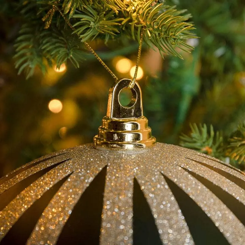 Green & Champagne Striped Christmas Bauble - 25cm