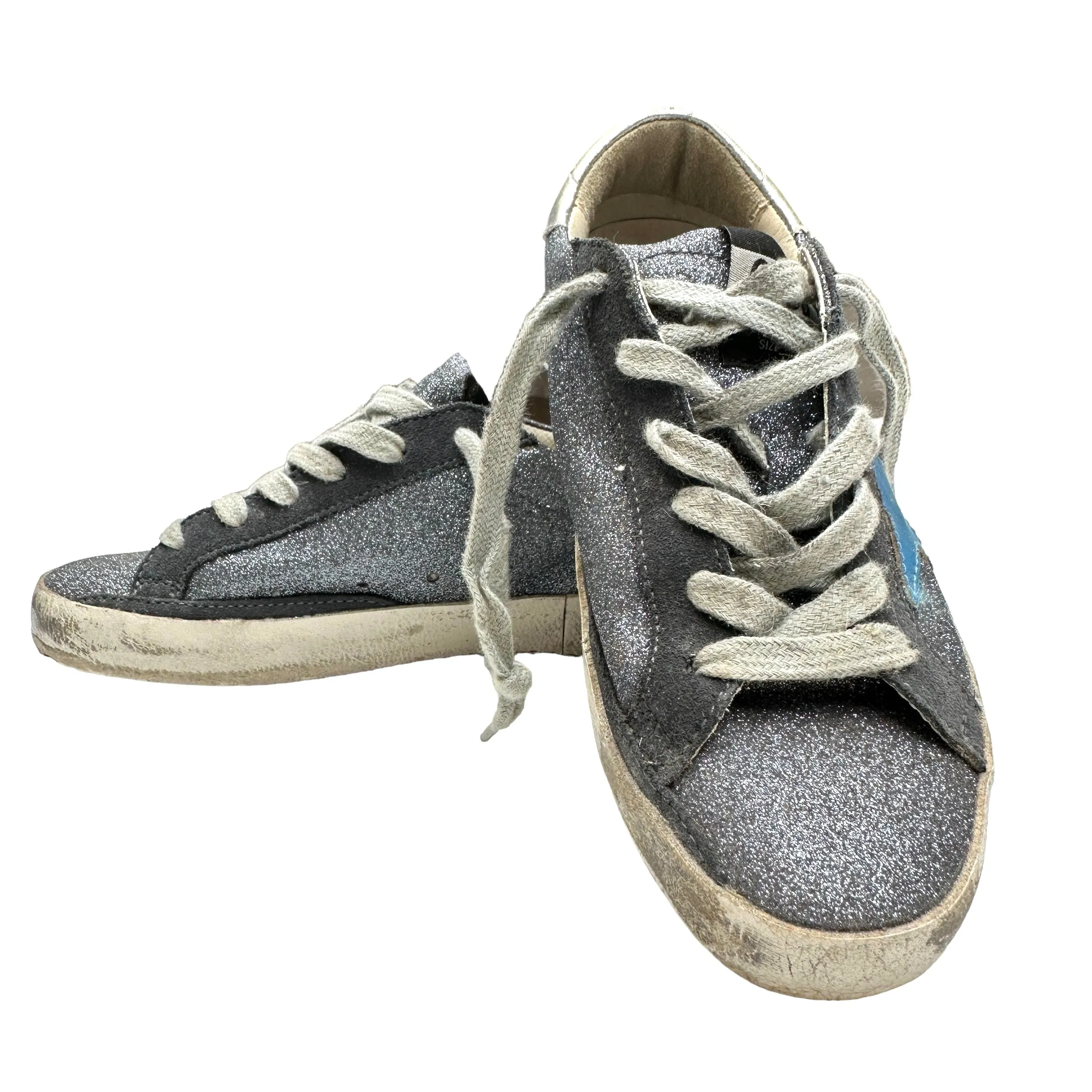 Grey Blue Glitter Sneakers - 6