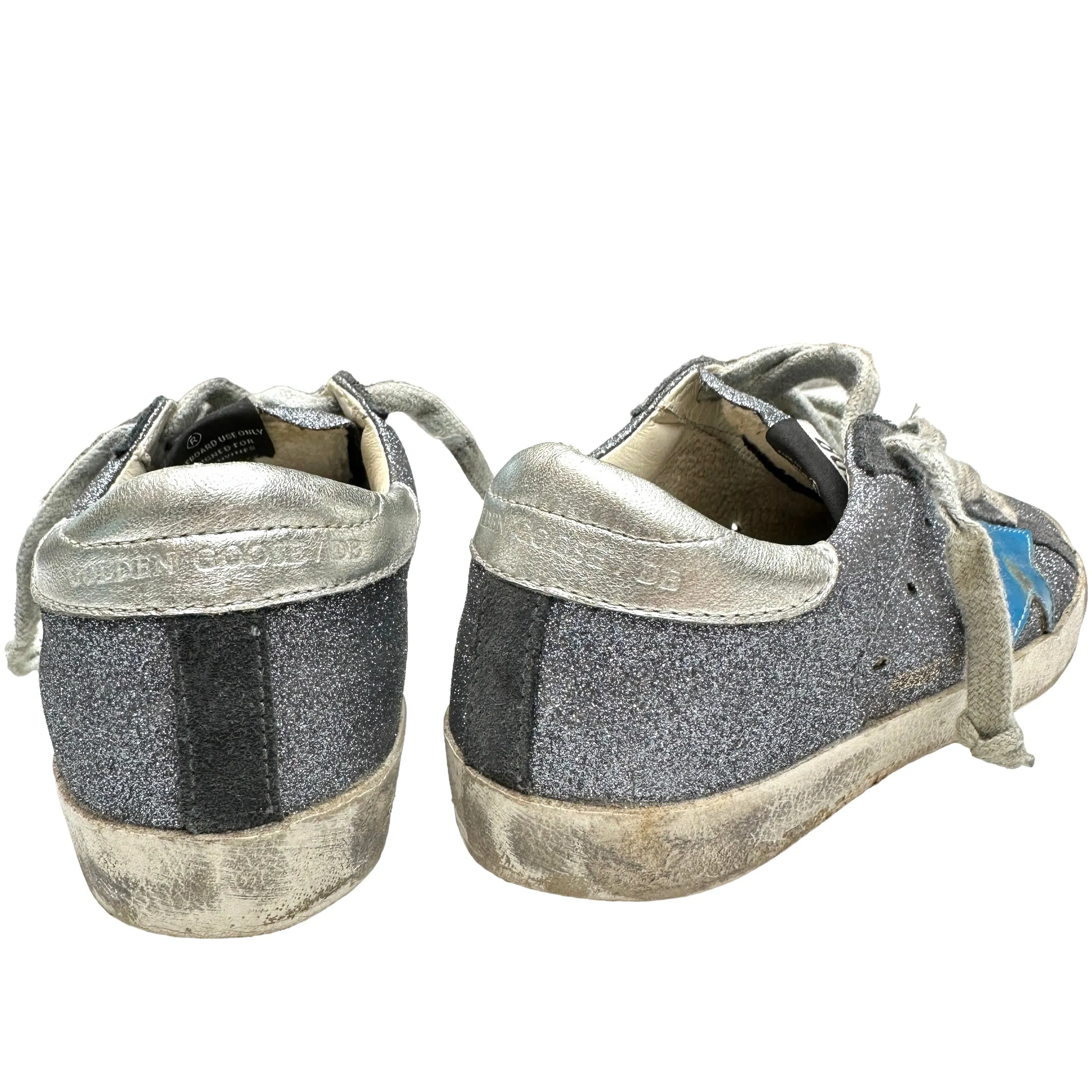 Grey Blue Glitter Sneakers - 6