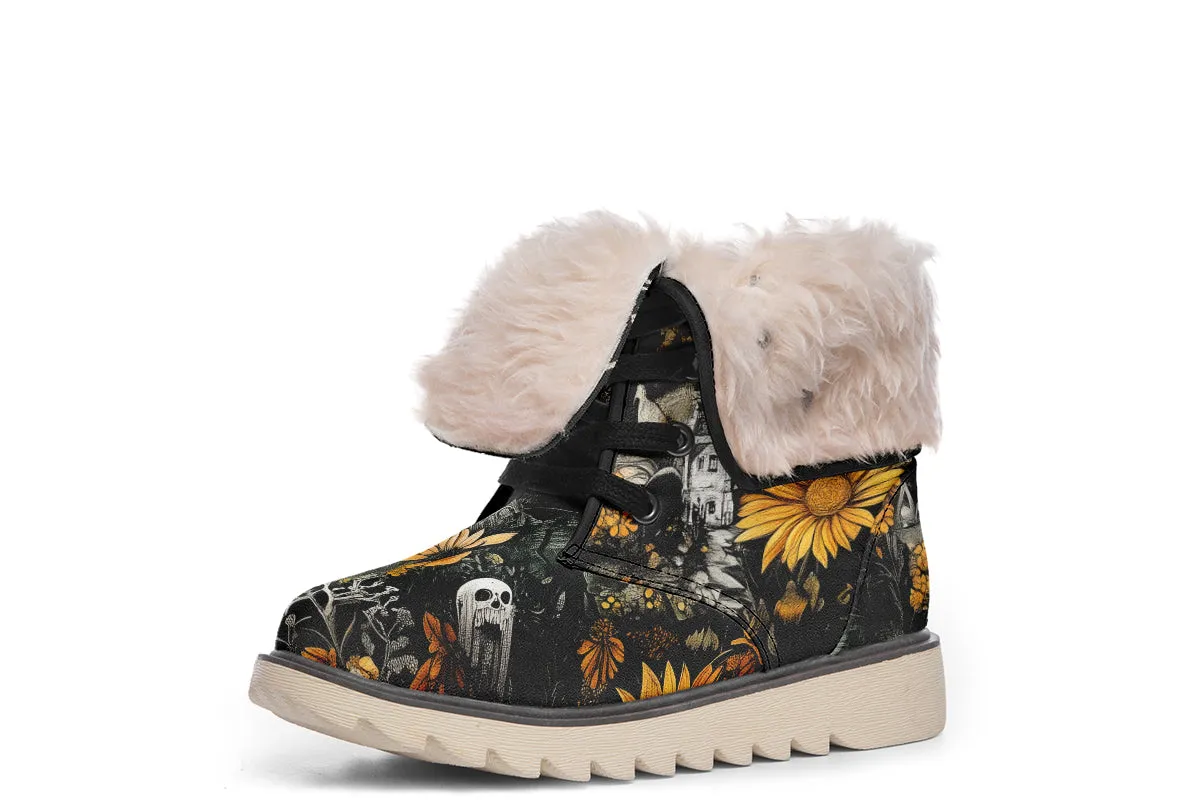 Grim’s Harvest Fold Over Winter Boots - Microsuede Vegan Boots with Fur Lining and Convertible Style