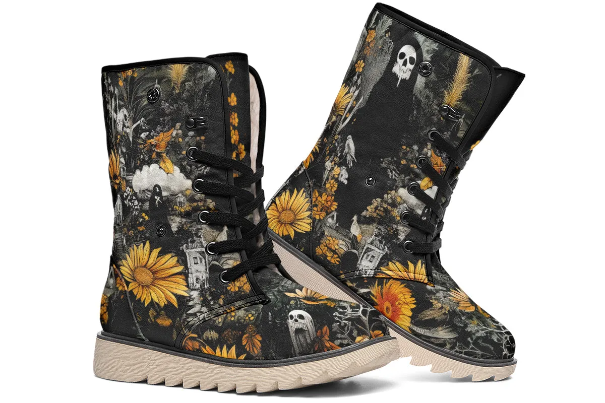 Grim’s Harvest Fold Over Winter Boots - Microsuede Vegan Boots with Fur Lining and Convertible Style