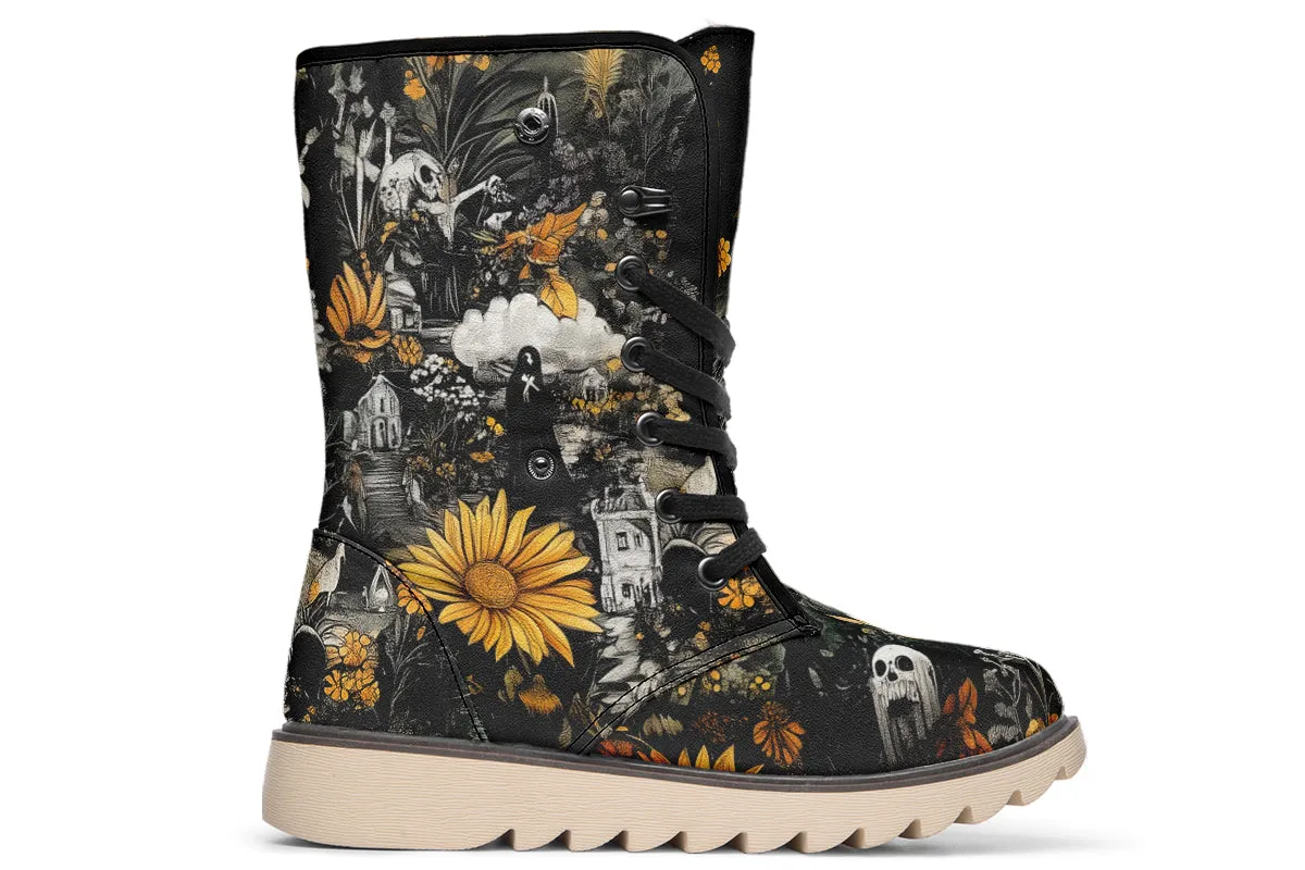 Grim’s Harvest Fold Over Winter Boots - Microsuede Vegan Boots with Fur Lining and Convertible Style