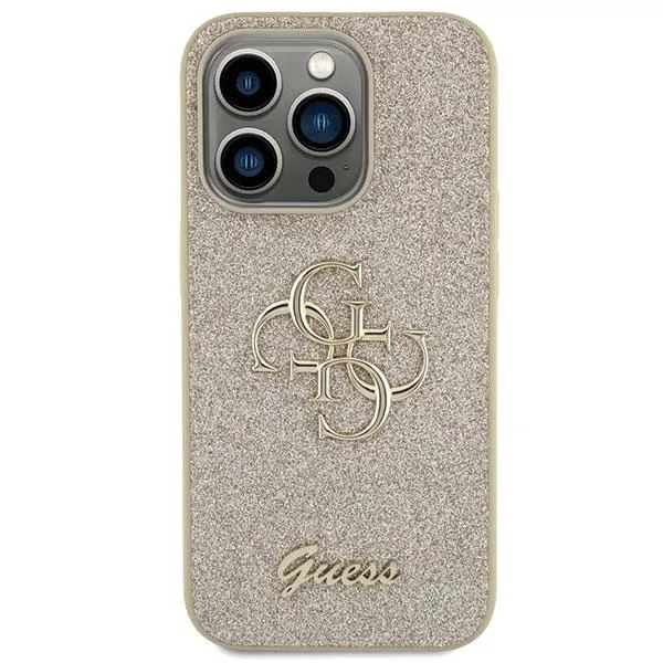 Guess Glitter Script Big 4G Case for iphone 15 Pro 6.1" Gold - GUHCP15LHG4SGD