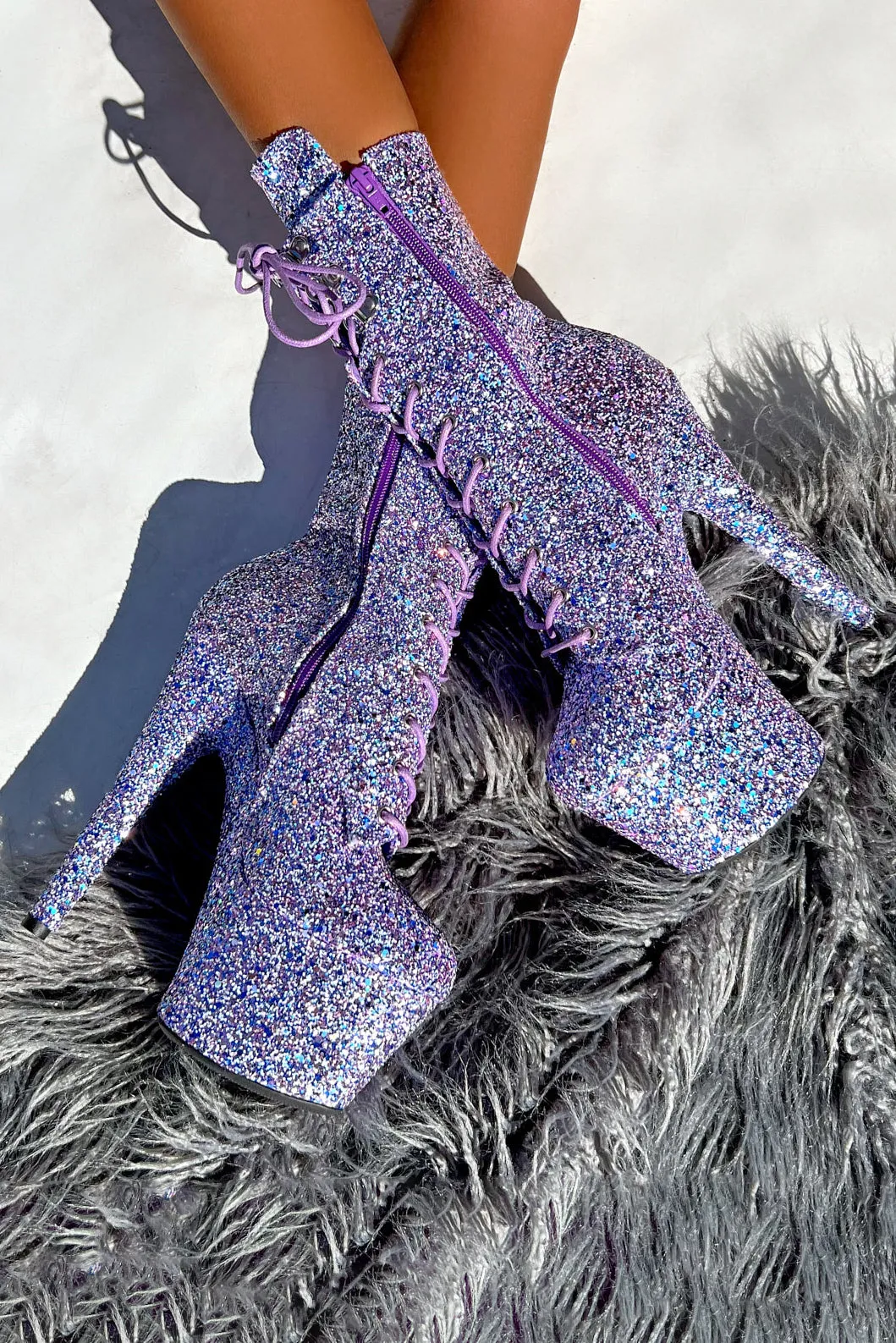 Hella Heels The Glitterati XTRA 7inch Boots -  Confetti