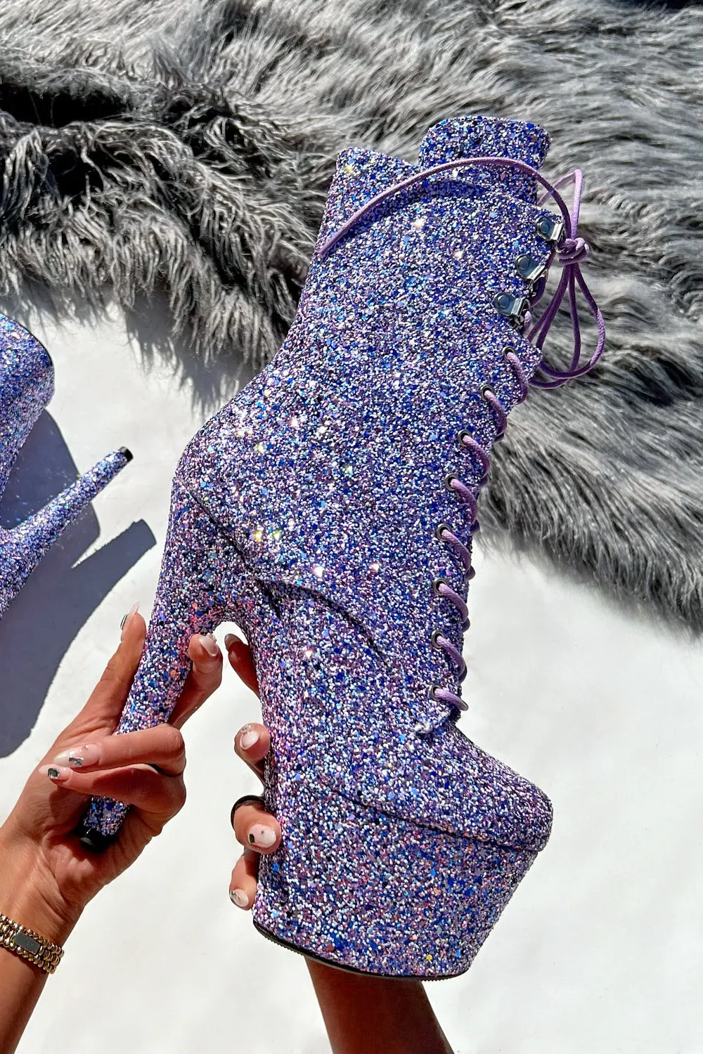 Hella Heels The Glitterati XTRA 7inch Boots -  Confetti