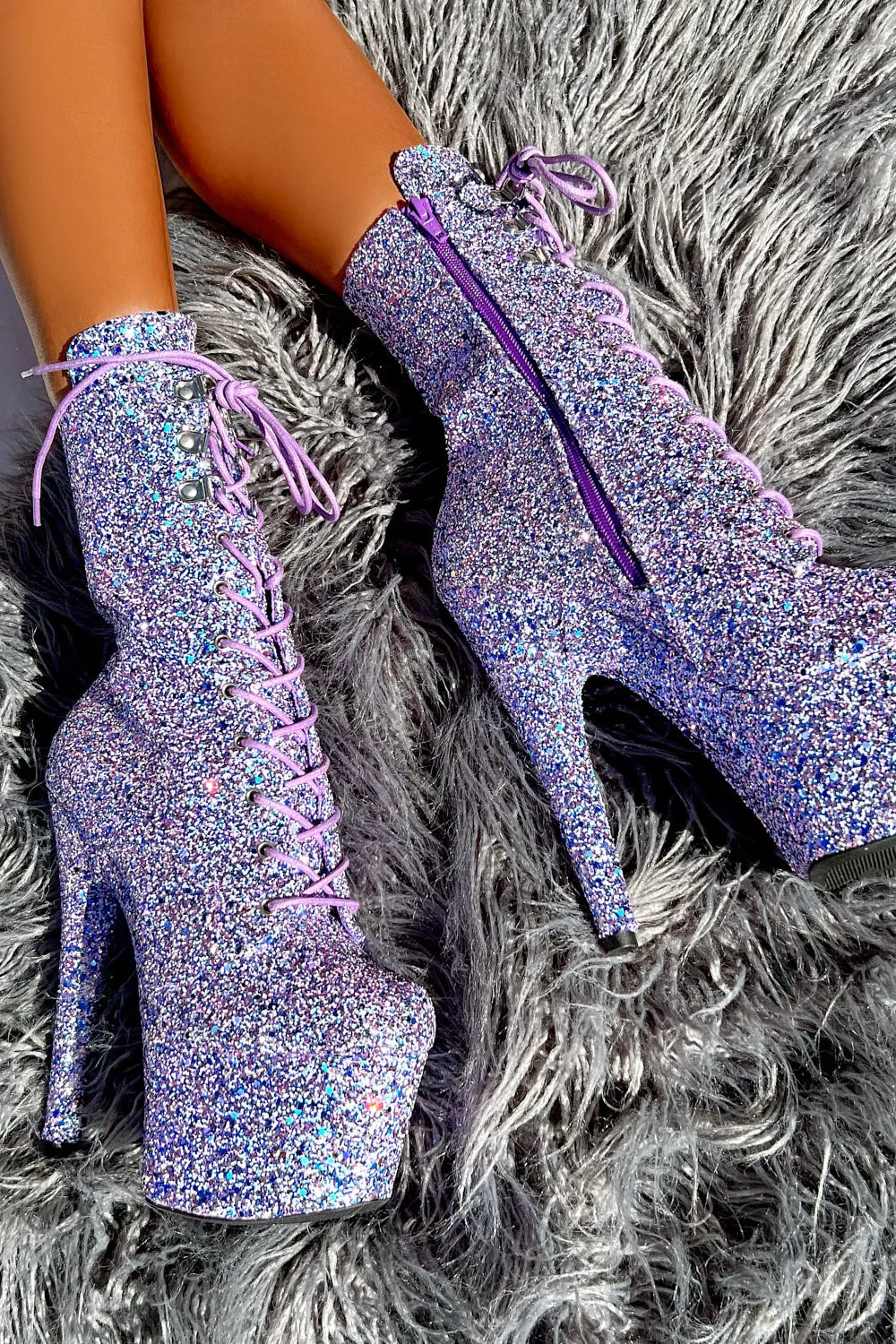 Hella Heels The Glitterati XTRA 7inch Boots -  Confetti