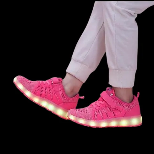 Hot Led Mesh Shoes Kids Pink  | Dancing Led Light Shoes  | Kids Led Light Shoes  | Led Light Shoes For Girls & Boys