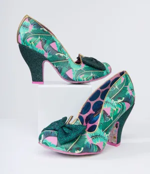 Irregular Choice Green Banana Leaf Palm Print Heels