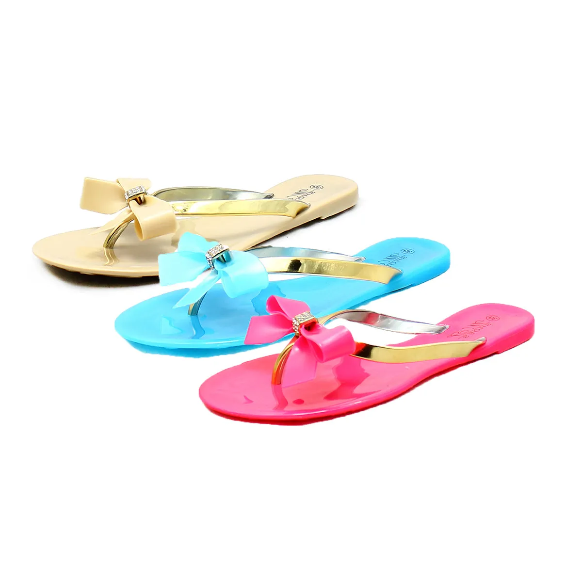 Jelly Sandals / Flip Flops with sparkly Bow or strap