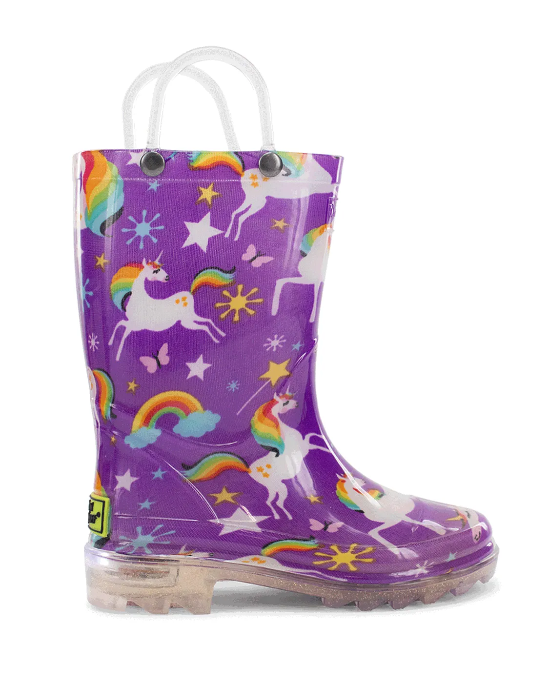 Kids Rainbow Unicorn Lighted Rain Boot - Purple