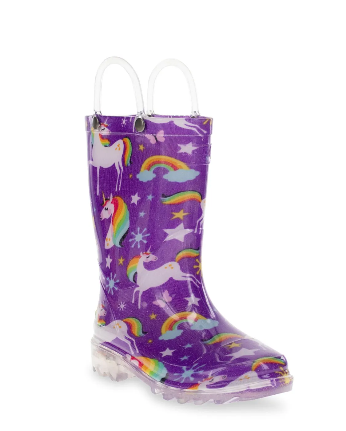 Kids Rainbow Unicorn Lighted Rain Boot - Purple