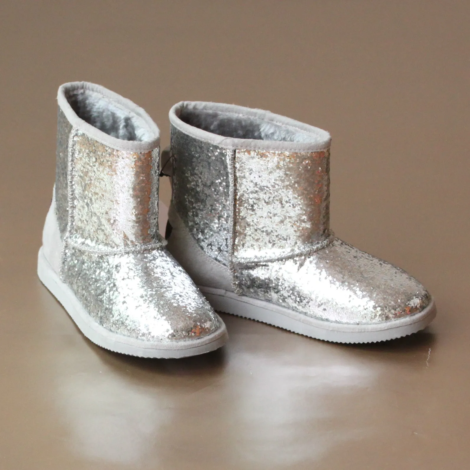 L'Amour Girls Glitter Faux Fur Boot