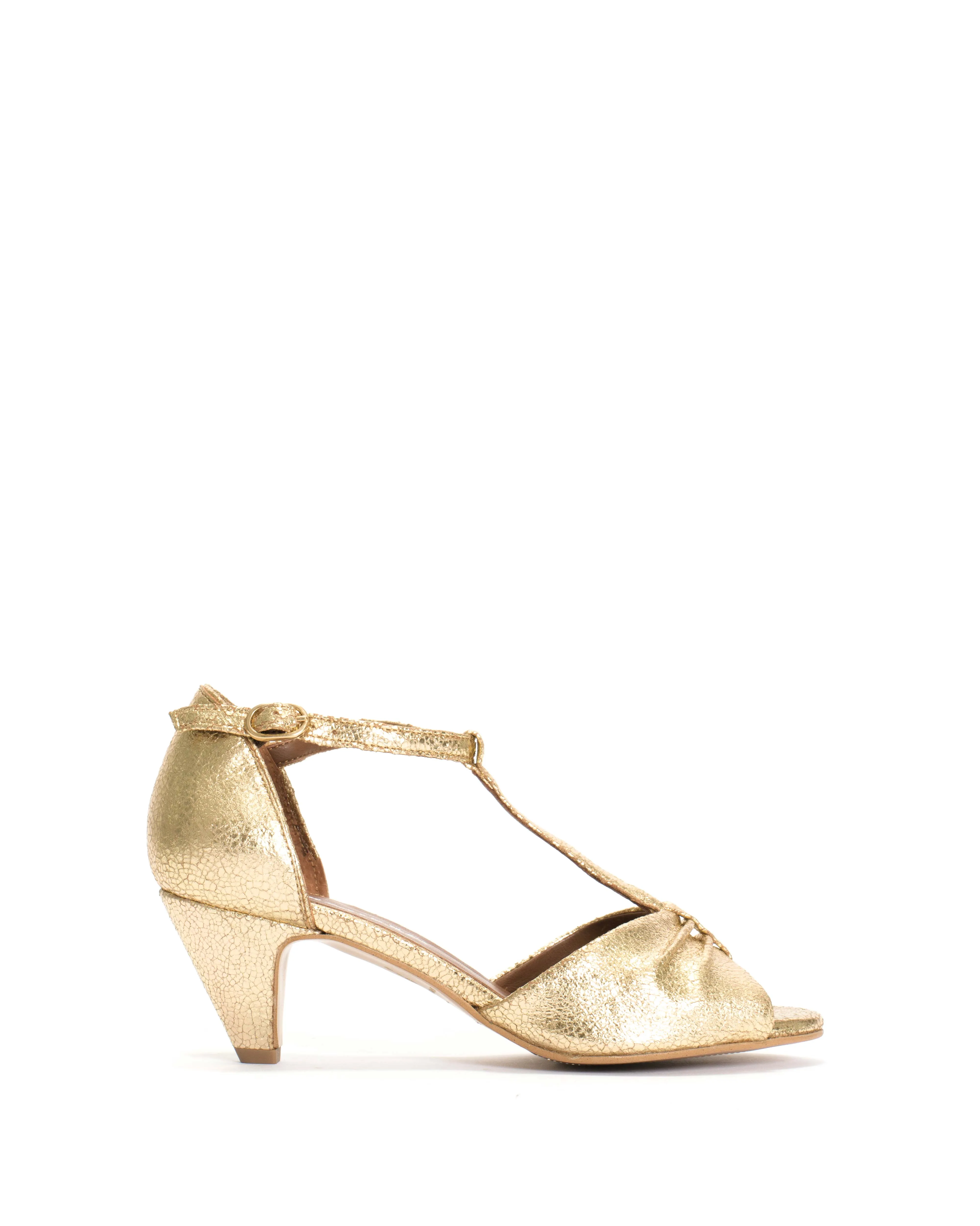 Linette 50 stiletto Crackled metallic goat Gold