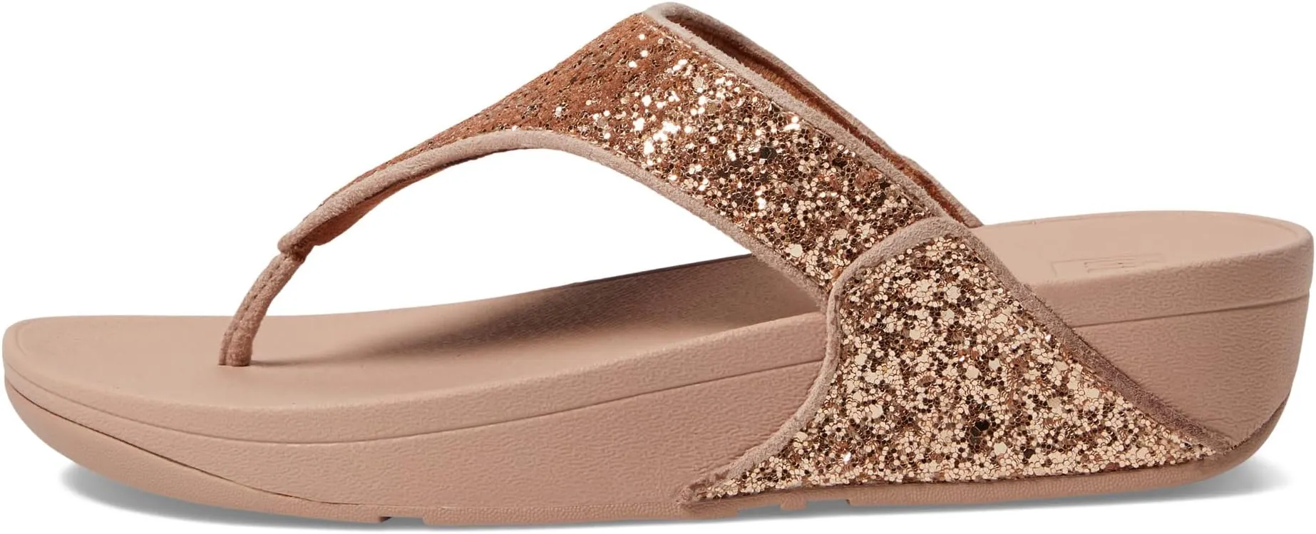 Lulu Glitter Toe-Thongs FitFlop Slides, Rose Gold