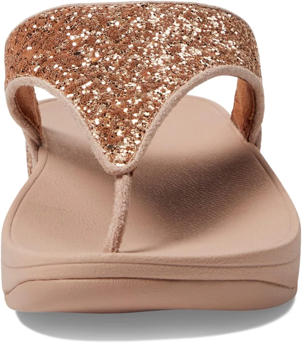 Lulu Glitter Toe-Thongs FitFlop Slides, Rose Gold