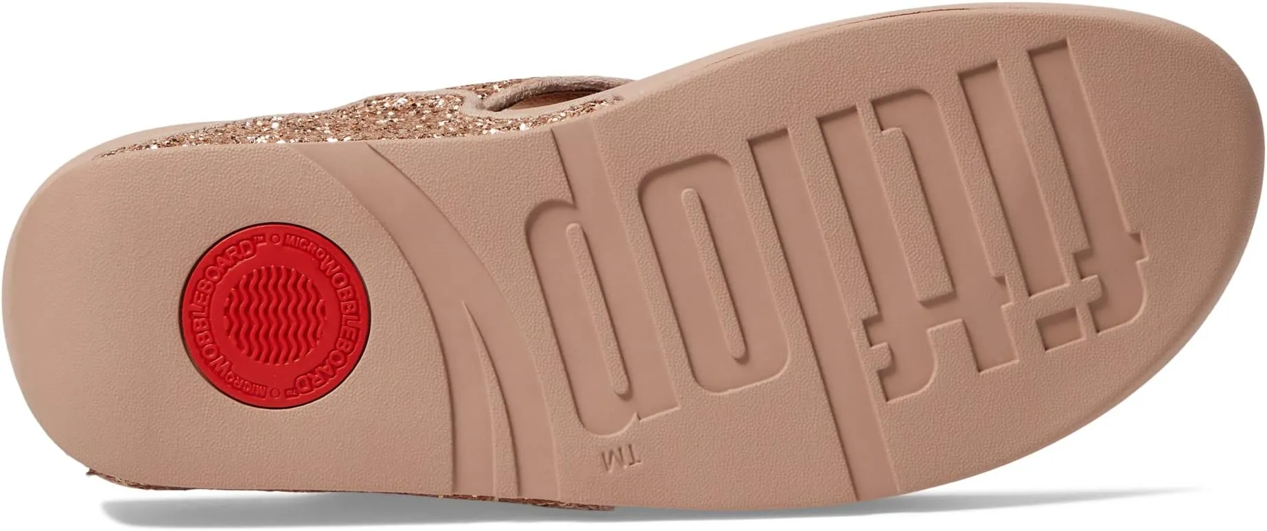 Lulu Glitter Toe-Thongs FitFlop Slides, Rose Gold