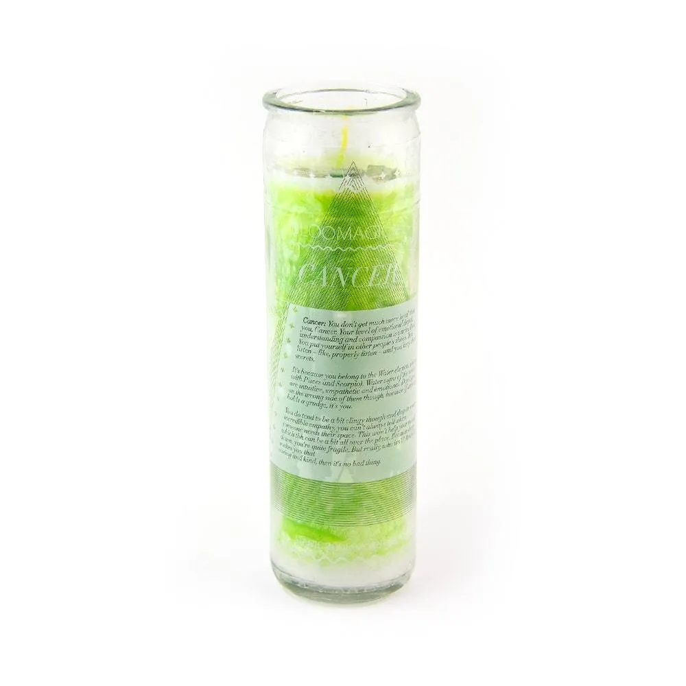 Magic Cancer Green Zodiac Candle w/Crystals