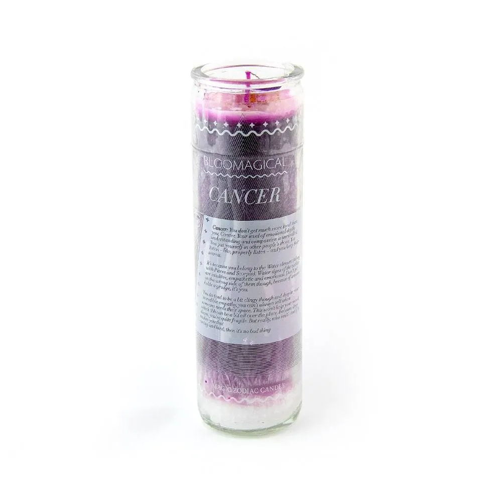 Magic Cancer Purple Zodiac Candle w/Crystals