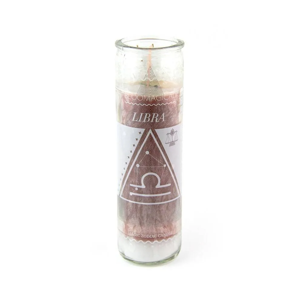 Magic Libra Brown Zodiac Candle w/Crystals