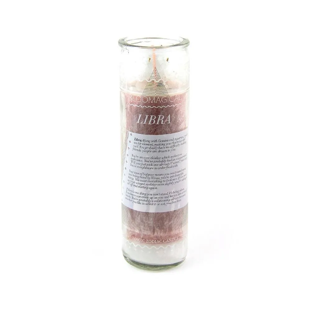 Magic Libra Brown Zodiac Candle w/Crystals