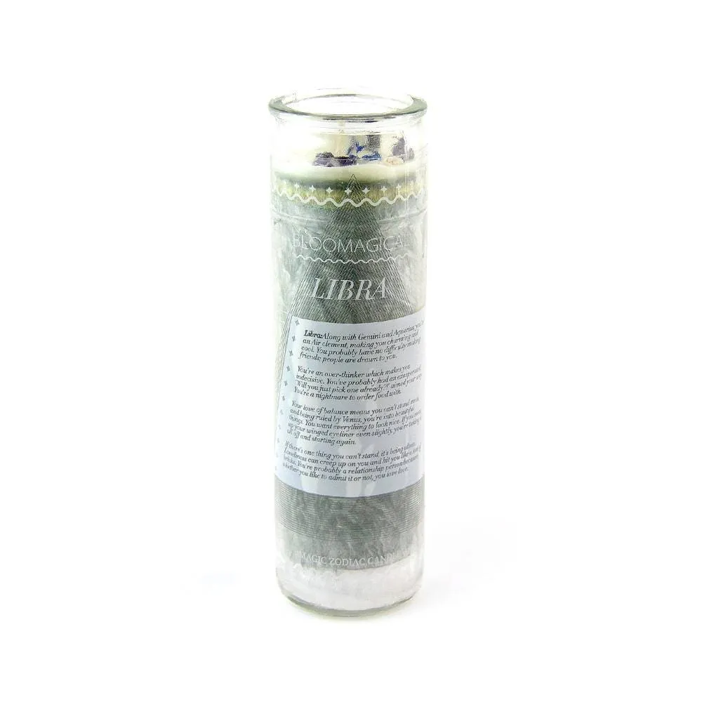 Magic Libra Green Zodiac Candle w/Crystals