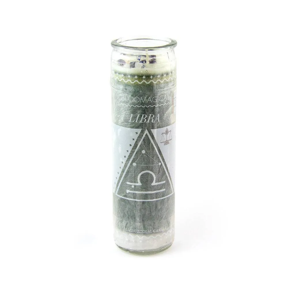 Magic Libra Green Zodiac Candle w/Crystals