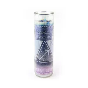 Magic Sagittarius Blue Zodiac Candle w/Crystals