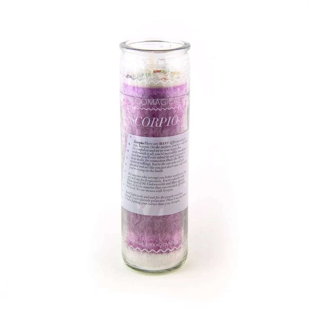 Magic Scorpio Purple Zodiac Candle w/Crystals