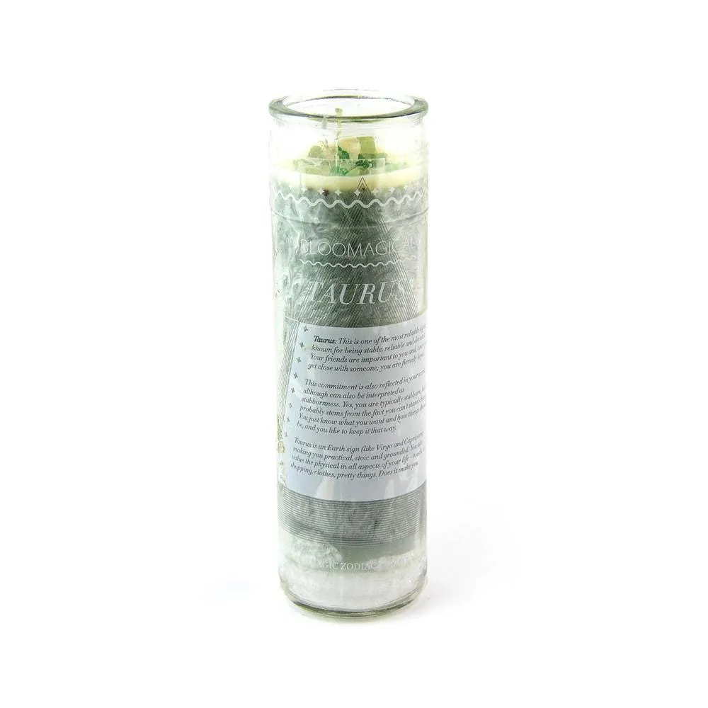 Magic Taurus Green Zodiac Candle w/Crystals