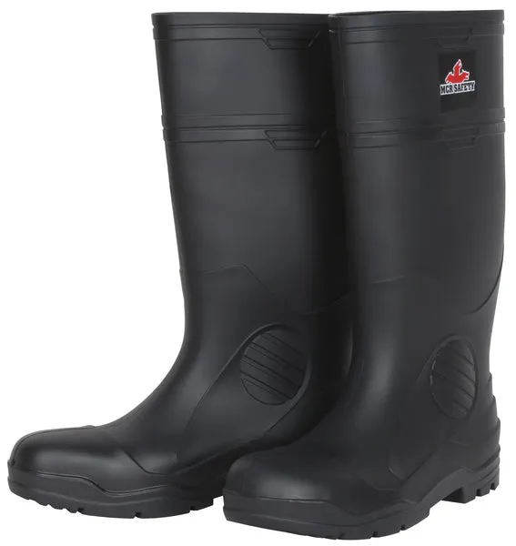 MCR Safety 16" PVC Econ Boot,Mens,Plain toe,Blk 13