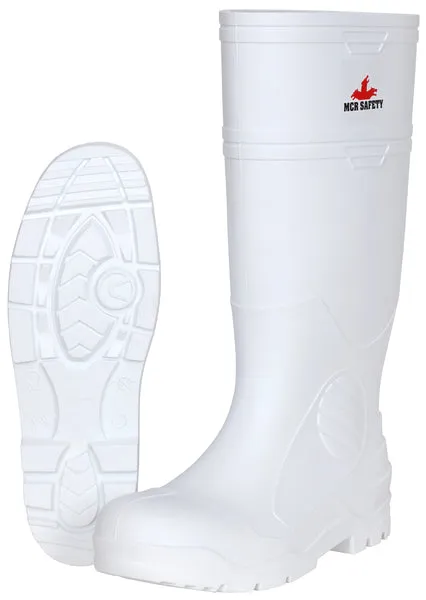 MCR Safety 16" White PVC Boot, Mens, Plain Toe 13