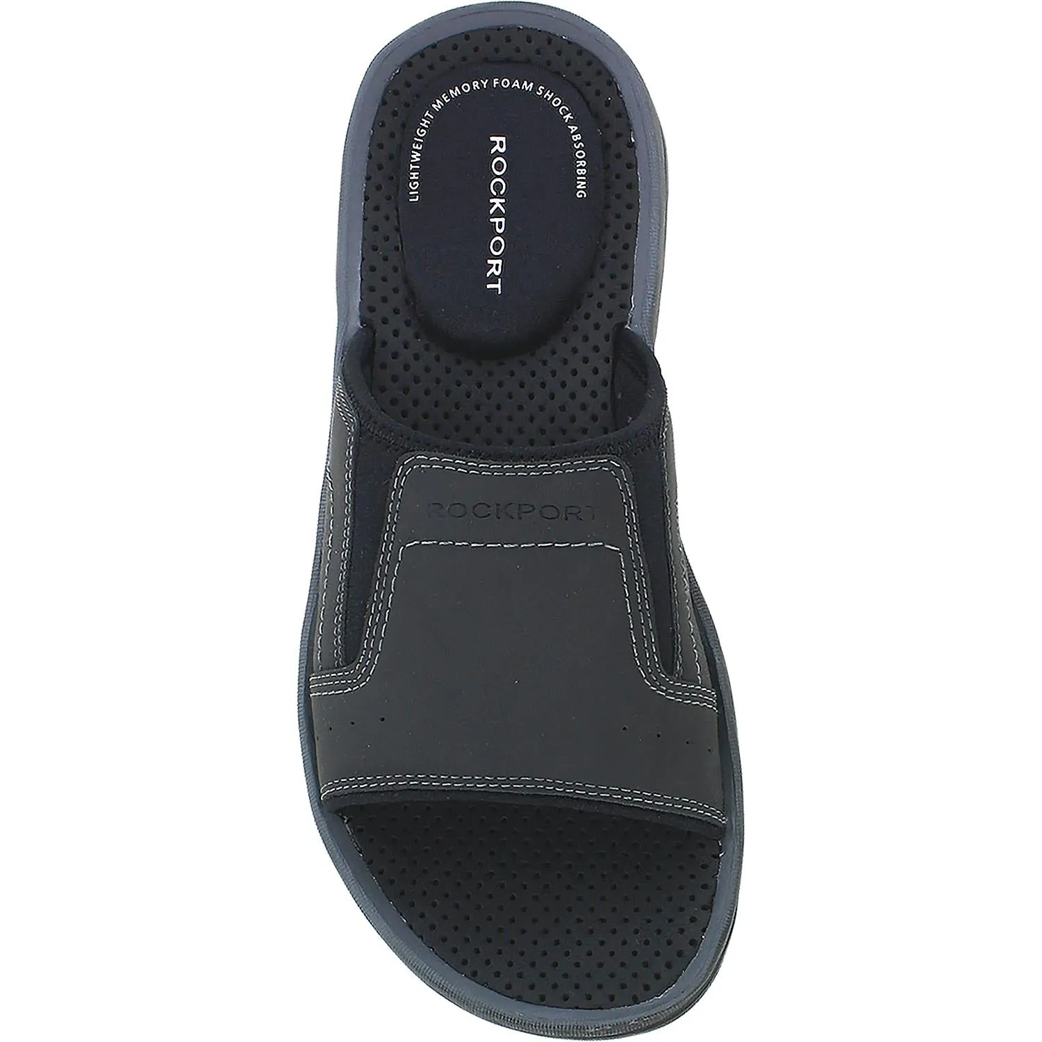 Men's Rockport Get Your Kicks Strap Slide Black Leather