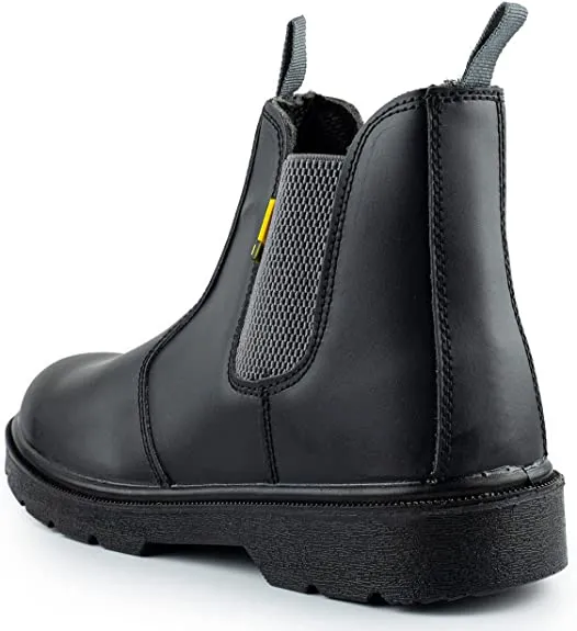 Mens Safety Chelsea Boots Leather Steel Toe Cap | Black Hammer