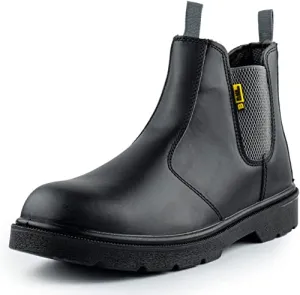 Mens Safety Chelsea Boots Leather Steel Toe Cap | Black Hammer