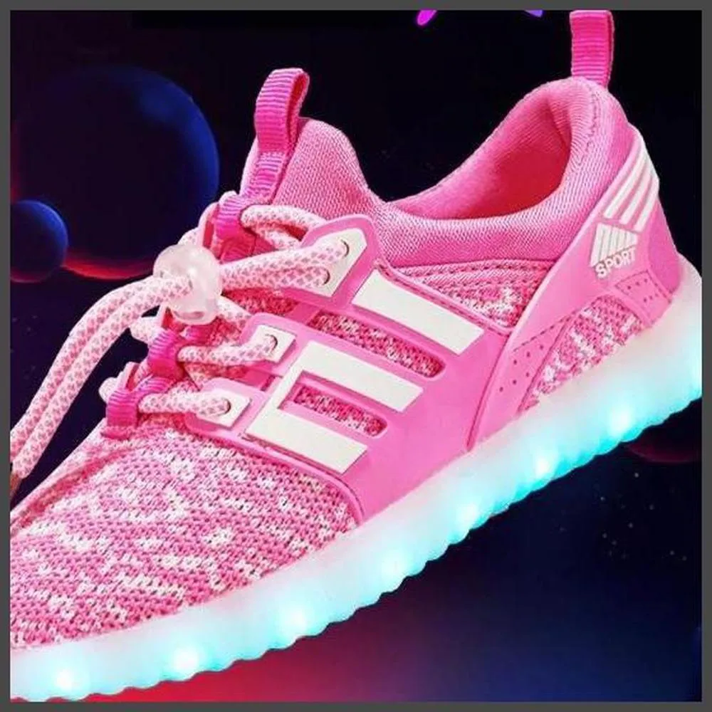 Mesh Design Light Led Shoes - Pink | Kids Led Light Shoes  | Led Light Shoes For Women